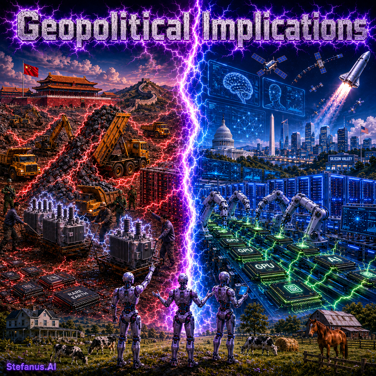 Geopolitical Implications: How the U.S.–China Bifurcation Is Reshaping the Five-Layer AI Economy — Energy Wars, Mineral Retaliation, Infrastructure Chokepoints, Model Borders, and the Contest for Agentic Power